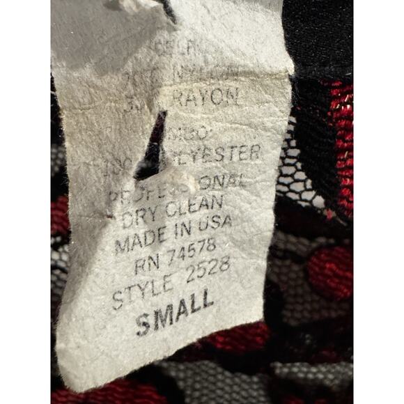 Vintage Cache Red Black Lace Zip Up Blouse Floral Vampire Goth Dark Romantic : S - Picture 14 of 14